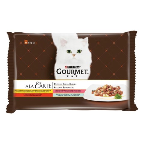 GOURMET A la Carte Kurczak, Pstrąg, Wołowina, Rdzawiec - mokra karma dla kota - 4 x 85 g GOURMET A la Carte Kurczak, Pstrąg, Wołowina, Rdzawiec - mokra karma dla kota - 4 x 85 g