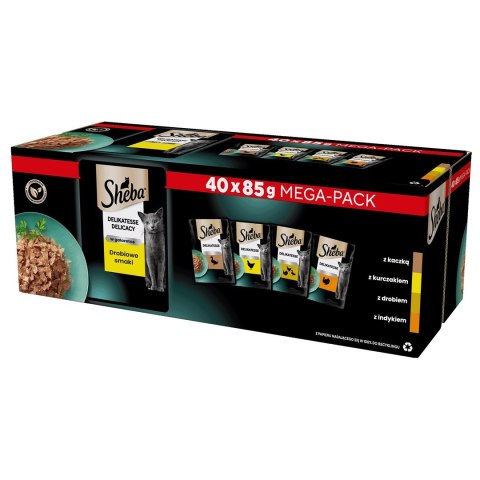 SHEBA Delicacy drobiowe smaki w galarecie- Drób - Mokra karma dla kota - 40x85g SHEBA Delicacy drobiowe smaki w galarecie- Drób - Mokra karma dla kota - 40x85g