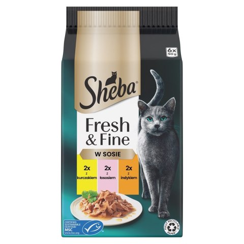 SHEBA Fresh & Fine mięsne dania w sosie - mokra karma dla kota - 6x50 g SHEBA Fresh & Fine mięsne dania w sosie - mokra karma dla kota - 6x50 g
