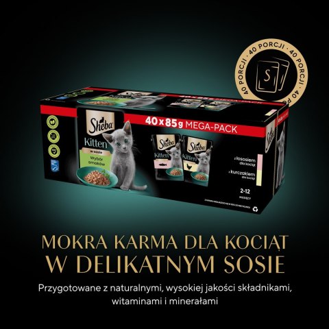 SHEBA Nature's Collection Drobiowe smaki w galarecie- Junior Kurczak/Łosoś - Mokra karma dla kota 40x85g SHEBA Nature's Collection Drobiowe smaki w galarecie- Junior Kurczak/Łosoś - Mokra karma dla kota 40x85g
