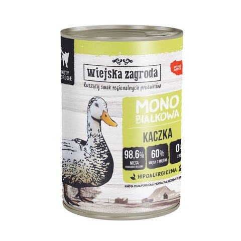 Wiejska Zagroda - Monobiałkowa Kaczka - dorosły- Mokra karma dla kota - 400g Wiejska Zagroda - Monobiałkowa Kaczka - dorosły- Mokra karma dla kota - 400g