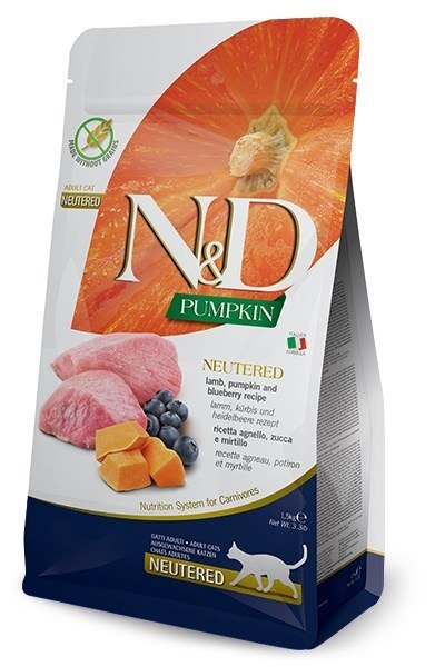 FARMINA N&D Pumpkin Cat Lamb&Blueberry Neutered - sucha karma dla kota - 300 g FARMINA N&D Pumpkin Cat Lamb&Blueberry Neutered - sucha karma dla kota - 300 g