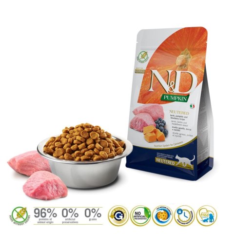 FARMINA N&D Pumpkin Cat Lamb&Blueberry Neutered - sucha karma dla kota - 300 g FARMINA N&D Pumpkin Cat Lamb&Blueberry Neutered - sucha karma dla kota - 300 g