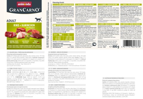 ANIMONDA Grancarno Adult wołowina, królik i zioła - mokra karma dla psa - 800g ANIMONDA Grancarno Adult wołowina, królik i zioła - mokra karma dla psa - 800g