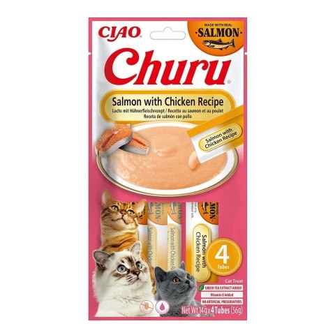 INABA CAT CHURU SALMON WITH CHICKEN przysmak dla kota 4x14g (56g) INABA CAT CHURU SALMON WITH CHICKEN przysmak dla kota 4x14g (56g)