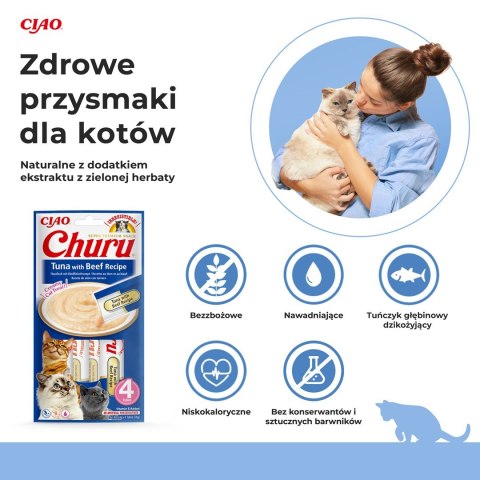 INABA CHURU tuńczyk/wołowina przysmak kot 4x14g INABA CHURU tuńczyk/wołowina przysmak kot 4x14g