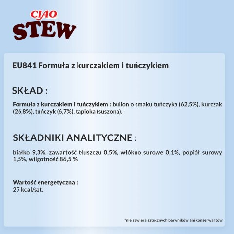 INABA CIAO Potrawka z kurczaka i tuńczyka - przysmak dla kotów -40g INABA CIAO Potrawka z kurczaka i tuńczyka - przysmak dla kotów -40g