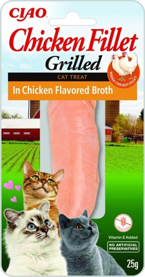 INABA Grilled Chicken Filet z kurczaka w bulionie o smaku kurczaka - przysmak dla kota - 25 g INABA Grilled Chicken Filet z kurczaka w bulionie o smaku kurczaka - przysmak dla kota - 25 g