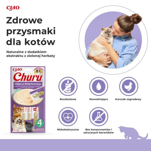 Przysmak CHURU Kurczak z krewetkami dla kota 4x14g Przysmak CHURU Kurczak z krewetkami dla kota 4x14g