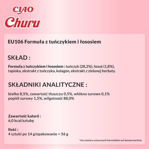 Przysmak CHURU Tuńczyk z łososiem dla kota 4x14g Przysmak CHURU Tuńczyk z łososiem dla kota 4x14g