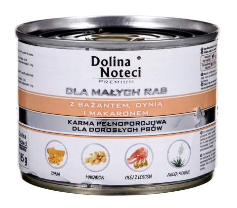 DOLINA NOTECI Premium Bażant z dynią i makaronem - mokra karma dla psów dorosłych ras małych - 185g DOLINA NOTECI Premium Bażant z dynią i makaronem - mokra karma dla psów dorosłych ras małych - 185g