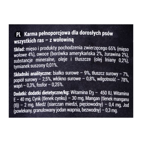 DOLINA NOTECI Rafi z wołowiną, żurawiną i borówką - mokra karma dla psa - 400g DOLINA NOTECI Rafi z wołowiną, żurawiną i borówką - mokra karma dla psa - 400g