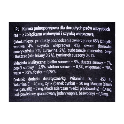 DOLINA NOTECI Rafi żołądki wołowe z szynką - mokra karma dla psa - 400g DOLINA NOTECI Rafi żołądki wołowe z szynką - mokra karma dla psa - 400g