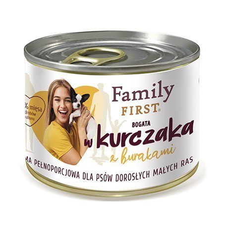 FAMILY FIRST Adult Małe rasy Kurczak z burakami - mokra karma dla psa - 200 g FAMILY FIRST Adult Małe rasy Kurczak z burakami - mokra karma dla psa - 200 g