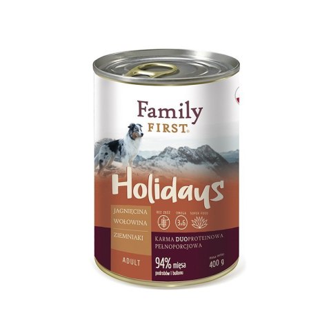 FAMILY FIRST Holidays Adult Jagnięcina, wołowina, ziemniaki - mokra karma dla psa - 400 g FAMILY FIRST Holidays Adult Jagnięcina, wołowina, ziemniaki - mokra karma dla psa - 400 g