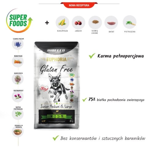 BIOFEED Euphoria G-F MID&MAXI jagnięcina 2kg BIOFEED Euphoria G-F MID&MAXI jagnięcina 2kg