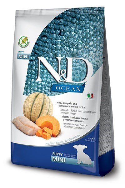 FARMINA N&D Ocean Dog Cod, Pumpkin, Cantaloupe Melon Puppy Mini - sucha karma dla psa - 2.5 kg FARMINA N&D Ocean Dog Cod, Pumpkin, Cantaloupe Melon Puppy Mini - sucha karma dla psa - 2.5 kg
