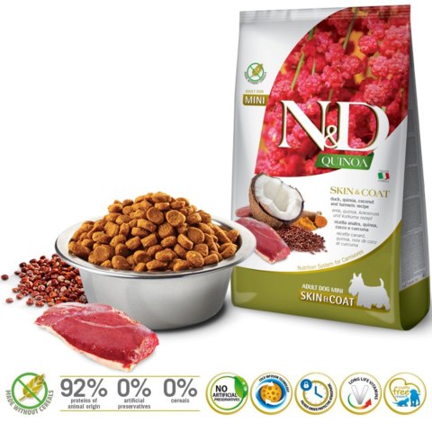 FARMINA N&D Quinoa Dog Skin&Coat Duck, coconut Adult Mini - sucha karma dla psa - 800g FARMINA N&D Quinoa Dog Skin&Coat Duck, coconut Adult Mini - sucha karma dla psa - 800g