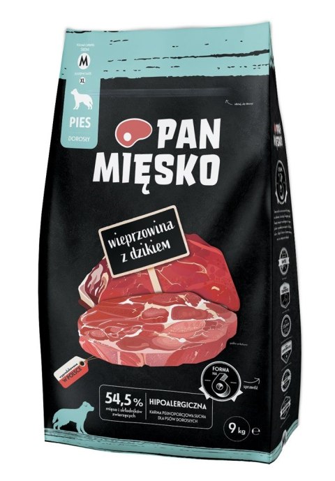 PAN MIĘSKO Wieprzowina z dzikiem (dorosły) chrupki M - Karma sucha dla psa - 9kg PAN MIĘSKO Wieprzowina z dzikiem (dorosły) chrupki M - Karma sucha dla psa - 9kg