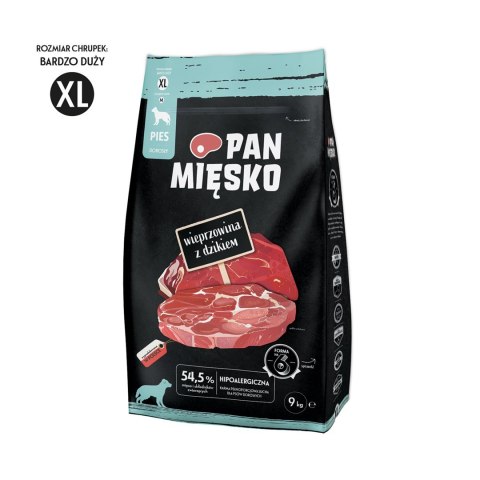 Pan Mięsko Wieprzowina z dzikiem (dorosły) chrupki XL - karma sucha dla psów - 9kg Pan Mięsko Wieprzowina z dzikiem (dorosły) chrupki XL - karma sucha dla psów - 9kg
