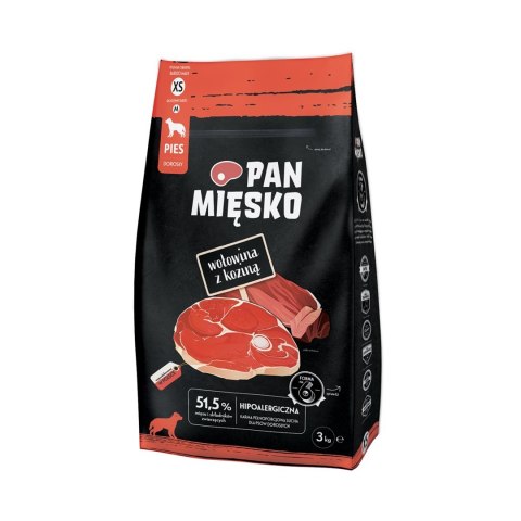 Pan Mięsko Wołowina z koziną dla psów 3kg Pan Mięsko Wołowina z koziną dla psów 3kg