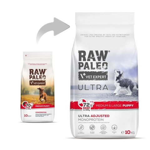 VetExpert Raw Paleo Ultra Wołowina Medium&Large Puppy 10kg VetExpert Raw Paleo Ultra Wołowina Medium&Large Puppy 10kg