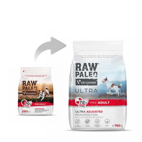 VetExpert Raw Paleo Ultra Wołowina Mini Adult 750g VetExpert Raw Paleo Ultra Wołowina Mini Adult 750g