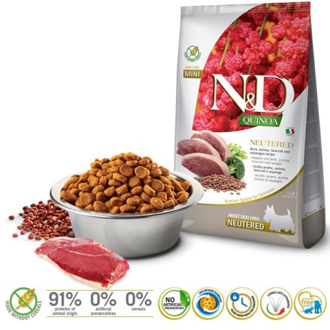 FARMINA N&D Quinoa Dog Duck, Broccoli, Asparagus Neutered Adult Mini - sucha karma dla psa - 2.5 kg FARMINA N&D Quinoa Dog Duck, Broccoli, Asparagus Neutered Adult Mini - sucha karma dla psa - 2.5 kg