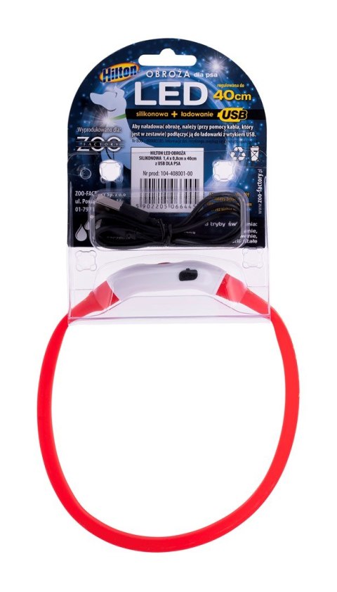 HILTON LED Obroża Silikonowa 1,4x0,8x40cm z USB dla psa HILTON LED Obroża Silikonowa 1,4x0,8x40cm z USB dla psa