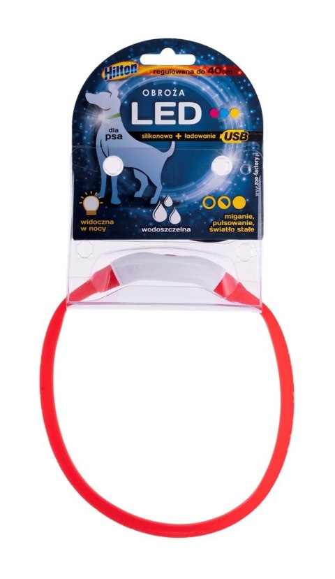 HILTON LED Obroża Silikonowa 1,4x0,8x40cm z USB dla psa HILTON LED Obroża Silikonowa 1,4x0,8x40cm z USB dla psa