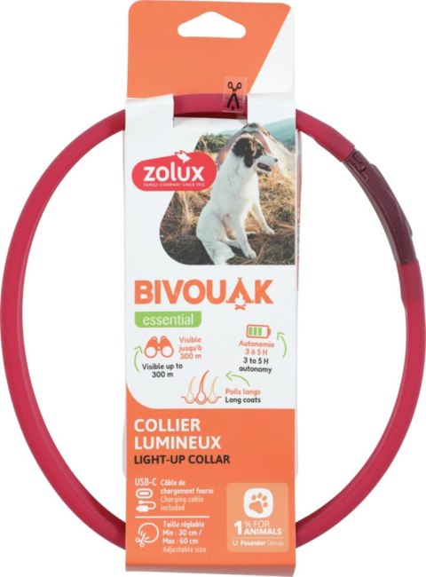 ZOLUX Obroża LED silikon BIVOUAK czerwona ZOLUX Obroża LED silikon BIVOUAK czerwona