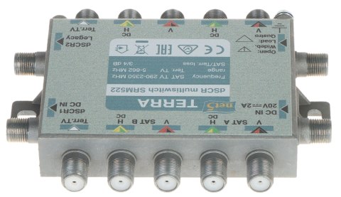 MULTISWITCH PRZELOTOWY UNICABLE I/II SRM-522 5 WEJŚĆ / 5 WYJŚĆ + 2 WYJŚCIA UNICABLE TERRA