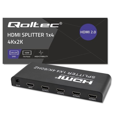 QOLTEC ROZDZIELACZ SPLITTER 4XHDMI 4KX2K | 6GB/S | 60HZ QOLTEC ROZDZIELACZ SPLITTER 4XHDMI 4KX2K | 6GB/S | 60HZ