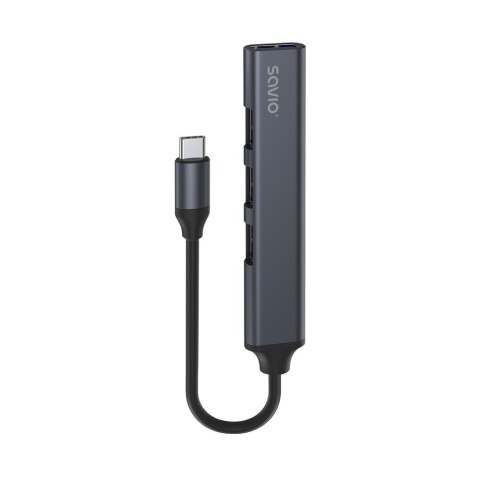 SAVIO HUB USB-C - 3 X USB-A 2.0, 1 X USB-A 3.0, SZARY, AK-71 SAVIO HUB USB-C - 3 X USB-A 2.0, 1 X USB-A 3.0, SZARY, AK-71