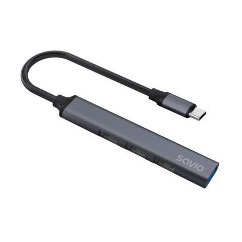 SAVIO HUB USB-C - 3 X USB-A 2.0, 1 X USB-A 3.0, SZARY, AK-71 SAVIO HUB USB-C - 3 X USB-A 2.0, 1 X USB-A 3.0, SZARY, AK-71