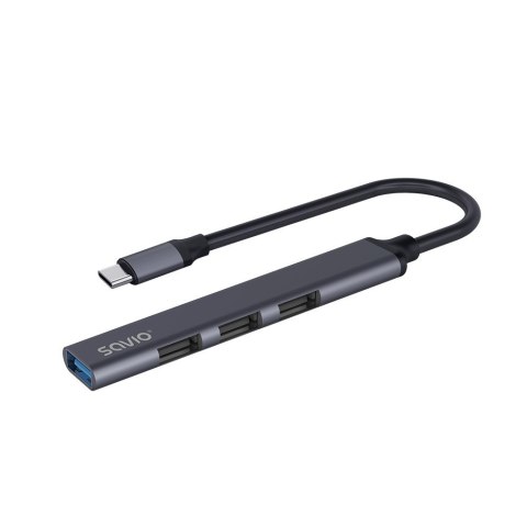 SAVIO HUB USB-C - 3 X USB-A 2.0, 1 X USB-A 3.0, SZARY, AK-71 SAVIO HUB USB-C - 3 X USB-A 2.0, 1 X USB-A 3.0, SZARY, AK-71