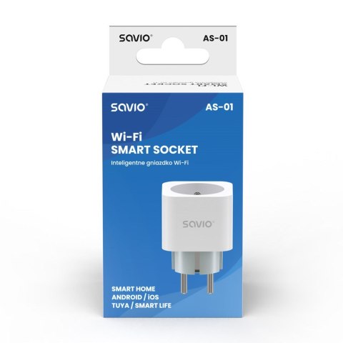 SAVIO INTELIGENTNE GNIAZDKO WI-FI, 16A, TIMER, POMIAR ZUŻYCIA ENERGII, AS-01 SAVIO INTELIGENTNE GNIAZDKO WI-FI, 16A, TIMER, POMIAR ZUŻYCIA ENERGII, AS-01