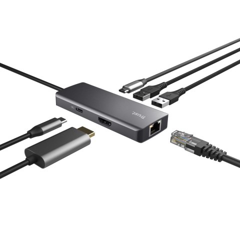Multi-Port Adapter Trust DALYX 6-IN-1 USB-C Silver Multi-Port Adapter Trust DALYX 6-IN-1 USB-C Silver