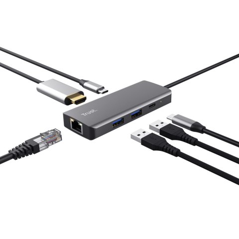 Multi-Port Adapter Trust DALYX 6-IN-1 USB-C Silver Multi-Port Adapter Trust DALYX 6-IN-1 USB-C Silver