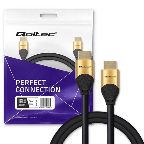 QOLTEC KABEL HDMI V2.1 ULTRA HIGH SPEED 8K | 60HZ | 28AWG | GOLD | 3M QOLTEC KABEL HDMI V2.1 ULTRA HIGH SPEED 8K | 60HZ | 28AWG | GOLD | 3M