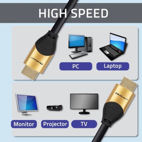 QOLTEC KABEL HDMI V2.1 ULTRA HIGH SPEED 8K | 60HZ | 30AWG | GOLD QOLTEC KABEL HDMI V2.1 ULTRA HIGH SPEED 8K | 60HZ | 30AWG | GOLD