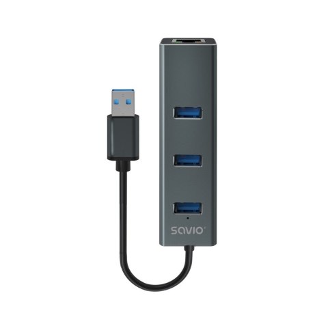 SAVIO AK-58 3-PORTOWY HUB USB-A Z ADAPTEREM RJ-45 SAVIO AK-58 3-PORTOWY HUB USB-A Z ADAPTEREM RJ-45
