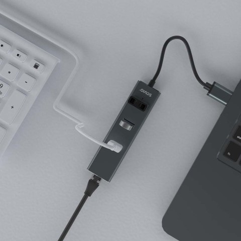 SAVIO AK-58 3-PORTOWY HUB USB-A Z ADAPTEREM RJ-45 SAVIO AK-58 3-PORTOWY HUB USB-A Z ADAPTEREM RJ-45