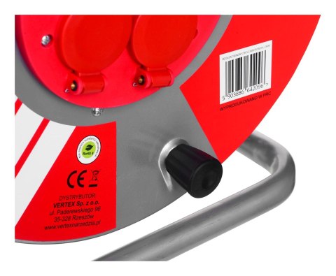 Przedłużacz elektryczny bębnowy 25M VERTEX 3x2,5mm PB25METAL czarny Przedłużacz elektryczny bębnowy 25M VERTEX 3x2,5mm PB25METAL czarny