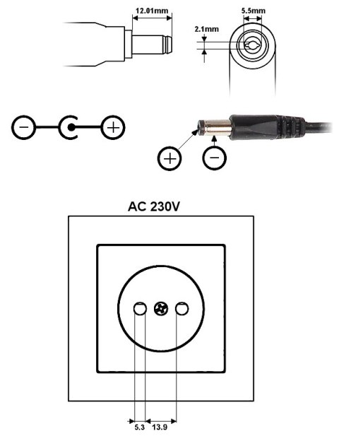 ZASILACZ IMPULSOWY 12V/1A/5.5