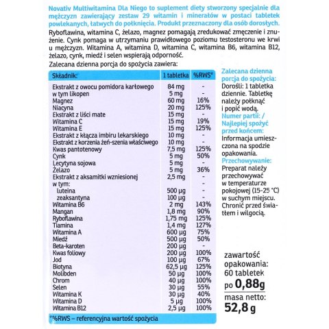Novativ Multiwitamina dla Niego 60 tabletek powlekanych Novativ Multiwitamina dla Niego 60 tabletek powlekanych