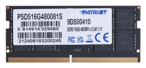PATRIOT SIGNATURE SO-DIMM DDR5 16GB 4800MHz 1 Rank PATRIOT SIGNATURE SO-DIMM DDR5 16GB 4800MHz 1 Rank