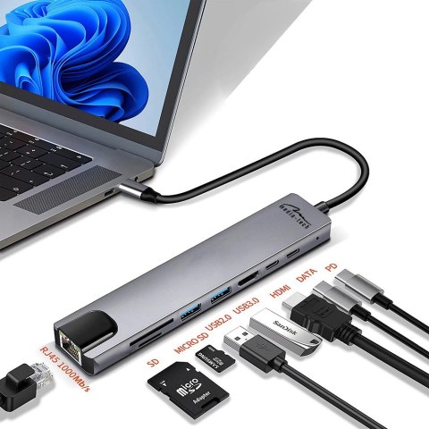 MEDIA-TECH HUB USB 8 IN 1 GIGA LAN HUB MT5046 MEDIA-TECH HUB USB 8 IN 1 GIGA LAN HUB MT5046