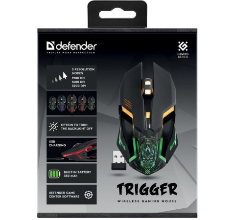 DEFENDER MYSZ GM-934 TRIGGER OPTIC RF BEZPRZEWODOWA 3200DPI 7P 52934 DEFENDER MYSZ GM-934 TRIGGER OPTIC RF BEZPRZEWODOWA 3200DPI 7P 52934