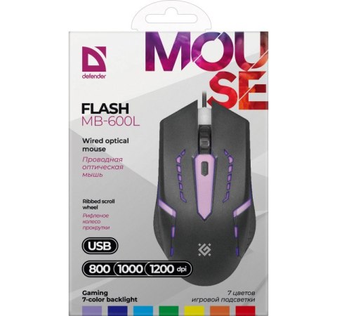 DEFENDER MYSZ PRZEWODOWA FLASH MB-600L OPTIC LED 1200 DPI 4P 52600 DEFENDER MYSZ PRZEWODOWA FLASH MB-600L OPTIC LED 1200 DPI 4P 52600